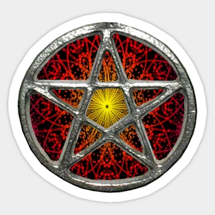 Red Fractal Pentagram Pentacle Wicca Sticker